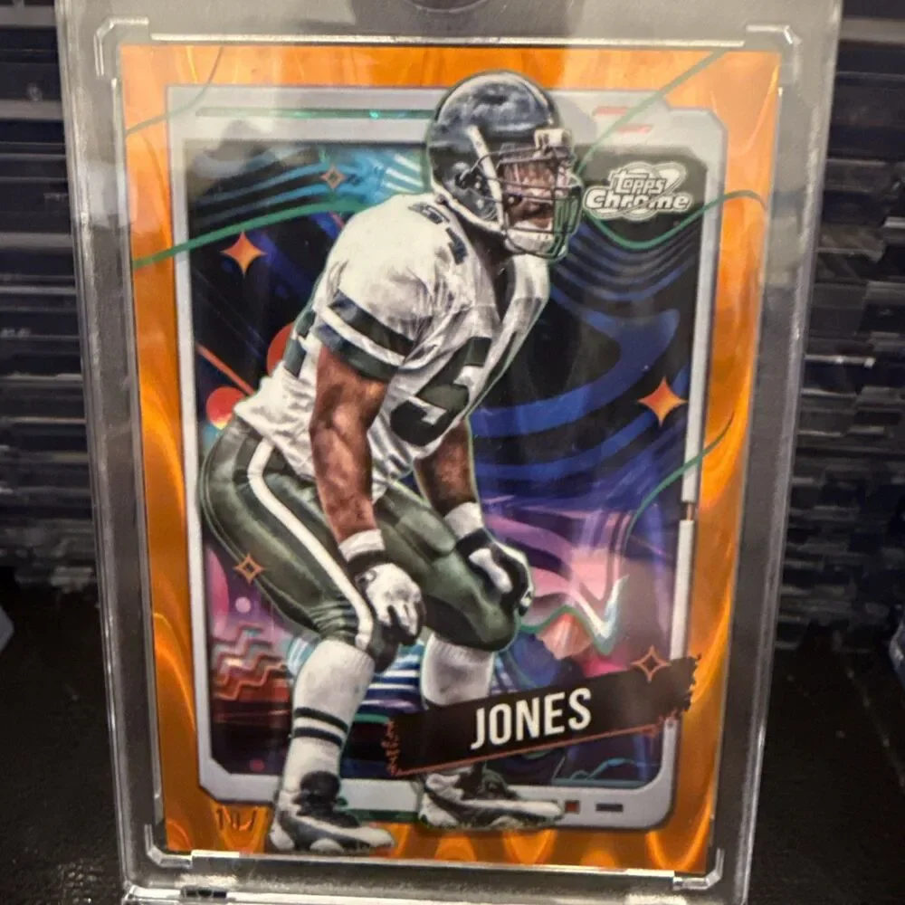 2024 TOPPS CHROME COSMIC MARVIN JONES ORANGE GALACTIC REFRACTOR  #/25 JETS🔥💥