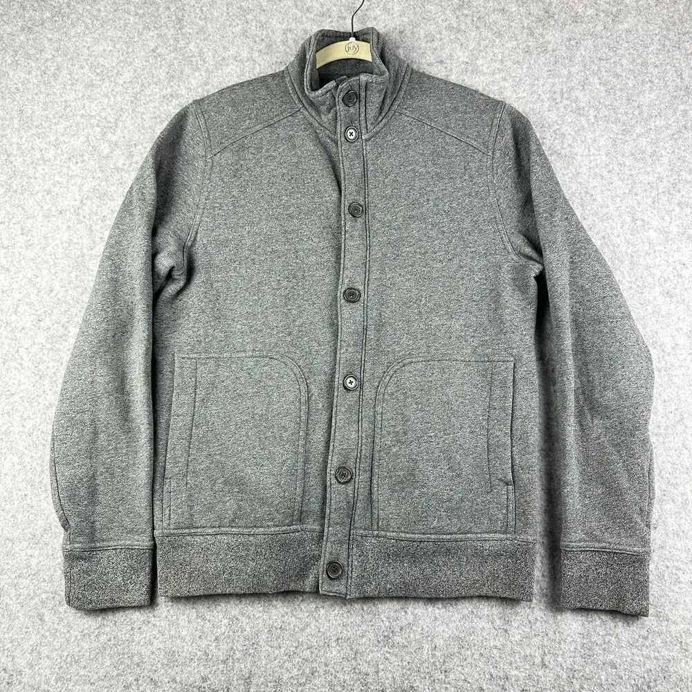 Banana Republic Jacket Men M Gray Fleece St Jaspe Full Zip Casual Modern Button*