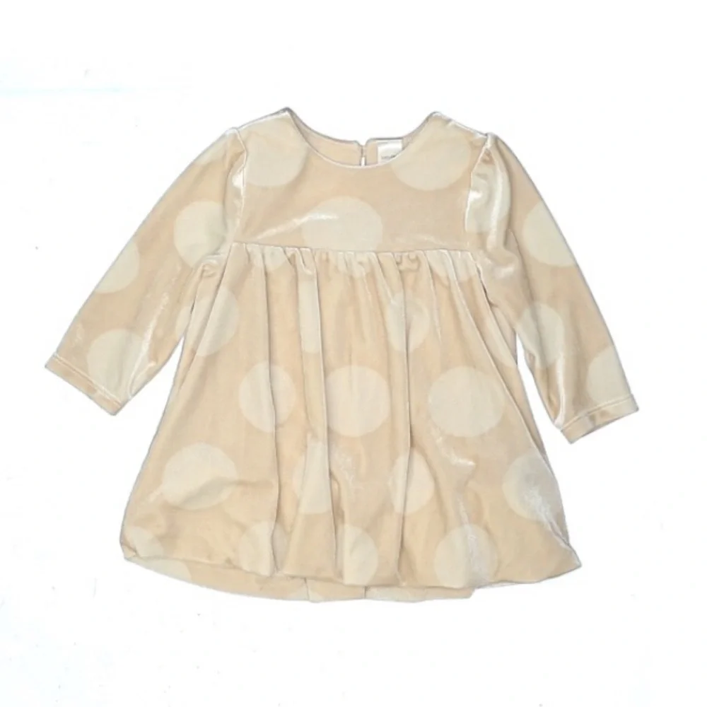 Baby Gap | Pockadot Dress Ruched Beige Soft Part Dress