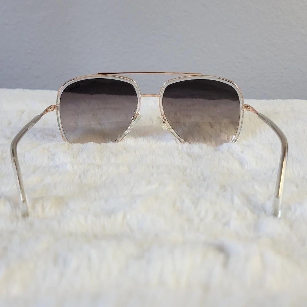 024 Quay Australia Aviator Sunglasses in Gold with Brown Gradient Lenses