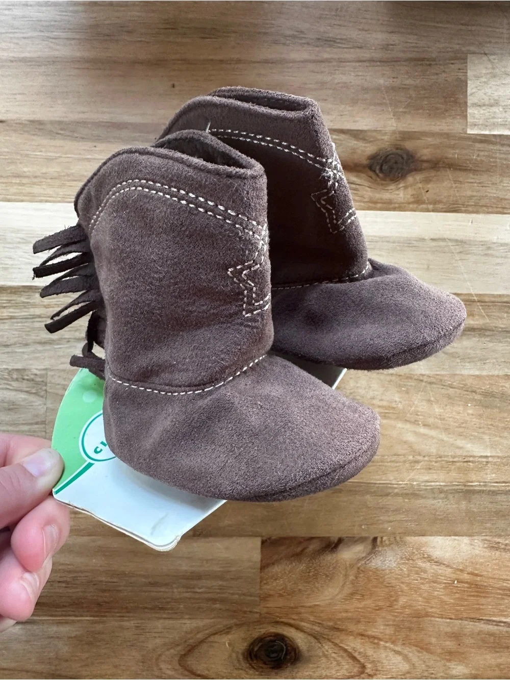 Cherokee Brown Suede Fringe Baby Booties