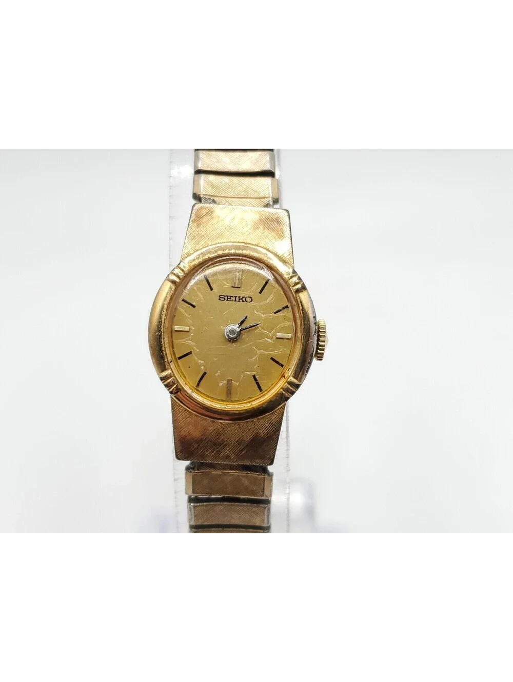 Vintage Seiko 1100-5549 Mechanical Watch Women Gold Tone Expandable Band 16mm