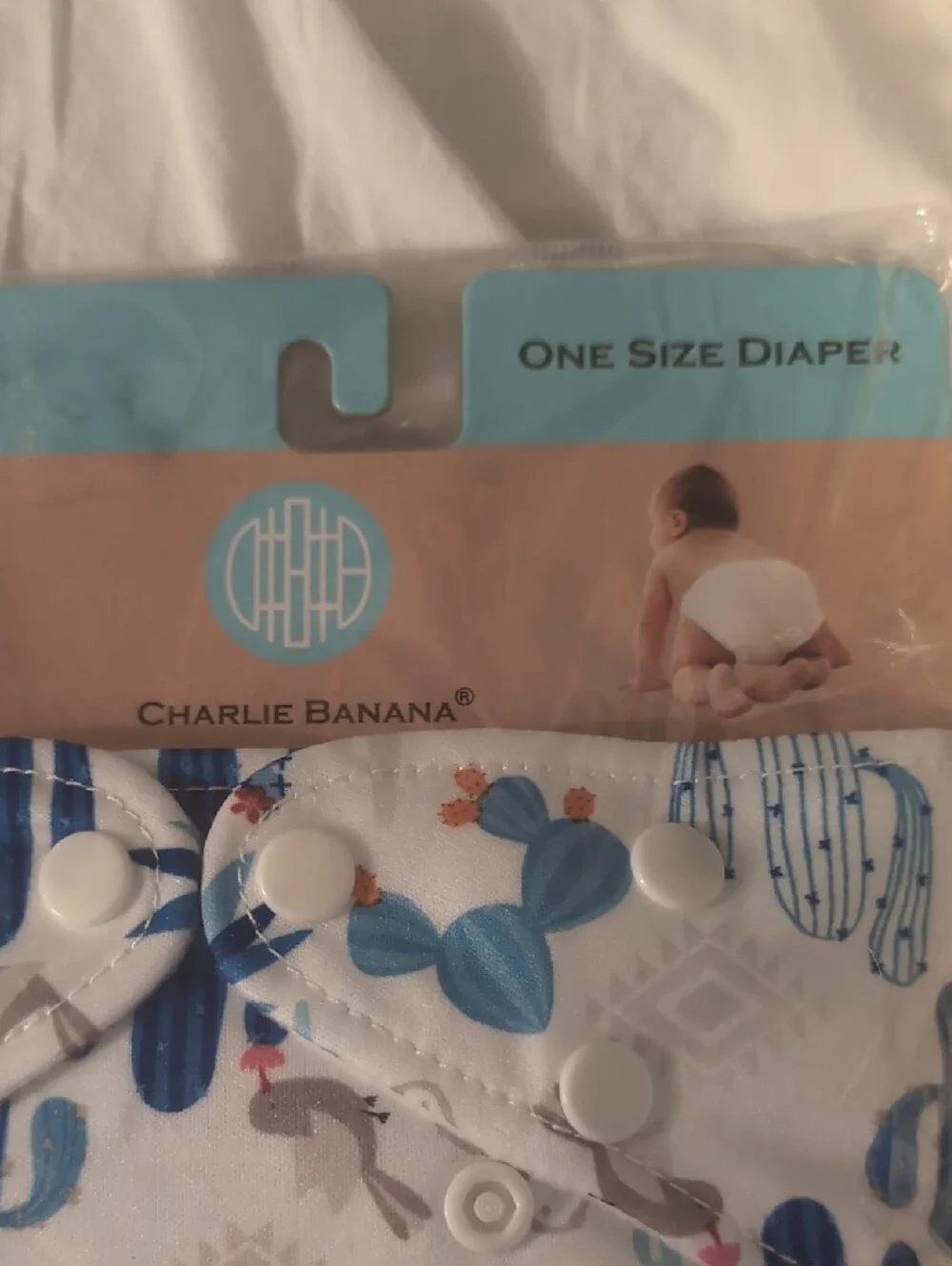 Charlie Banana Blue Cactus Print Reusable Diaper Cover