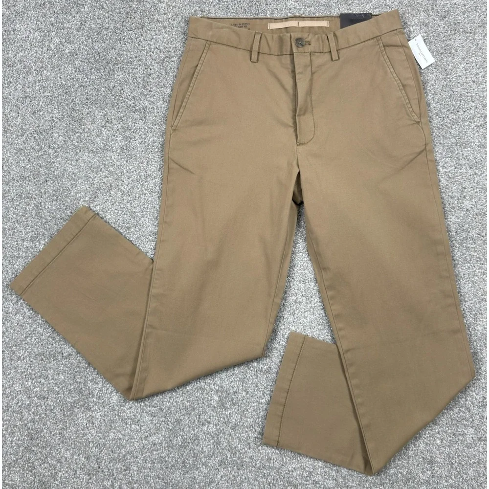 NWT Banana Republic Lived-In Brown Chino Pants Mens 30x32 Straight (Fits 30x31)