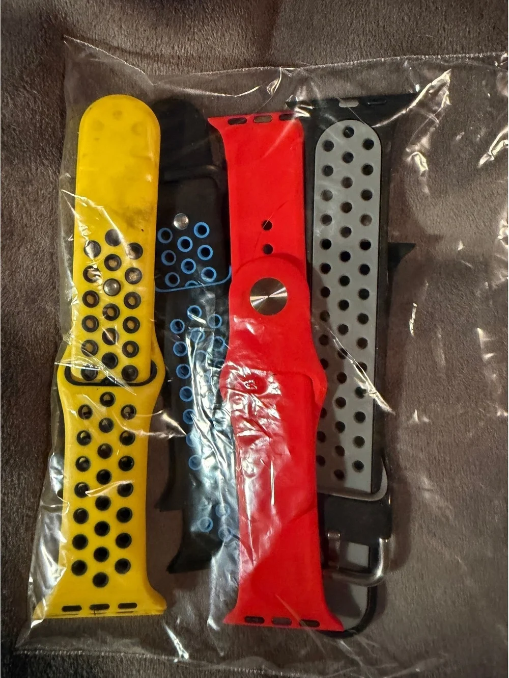 Set of 4 Sport Bands for Apple Watch - Yellow, Blue, Red, &