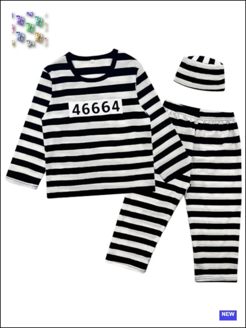 Kids Prisoner Costume Set Unisex Halloween Convict Outfit