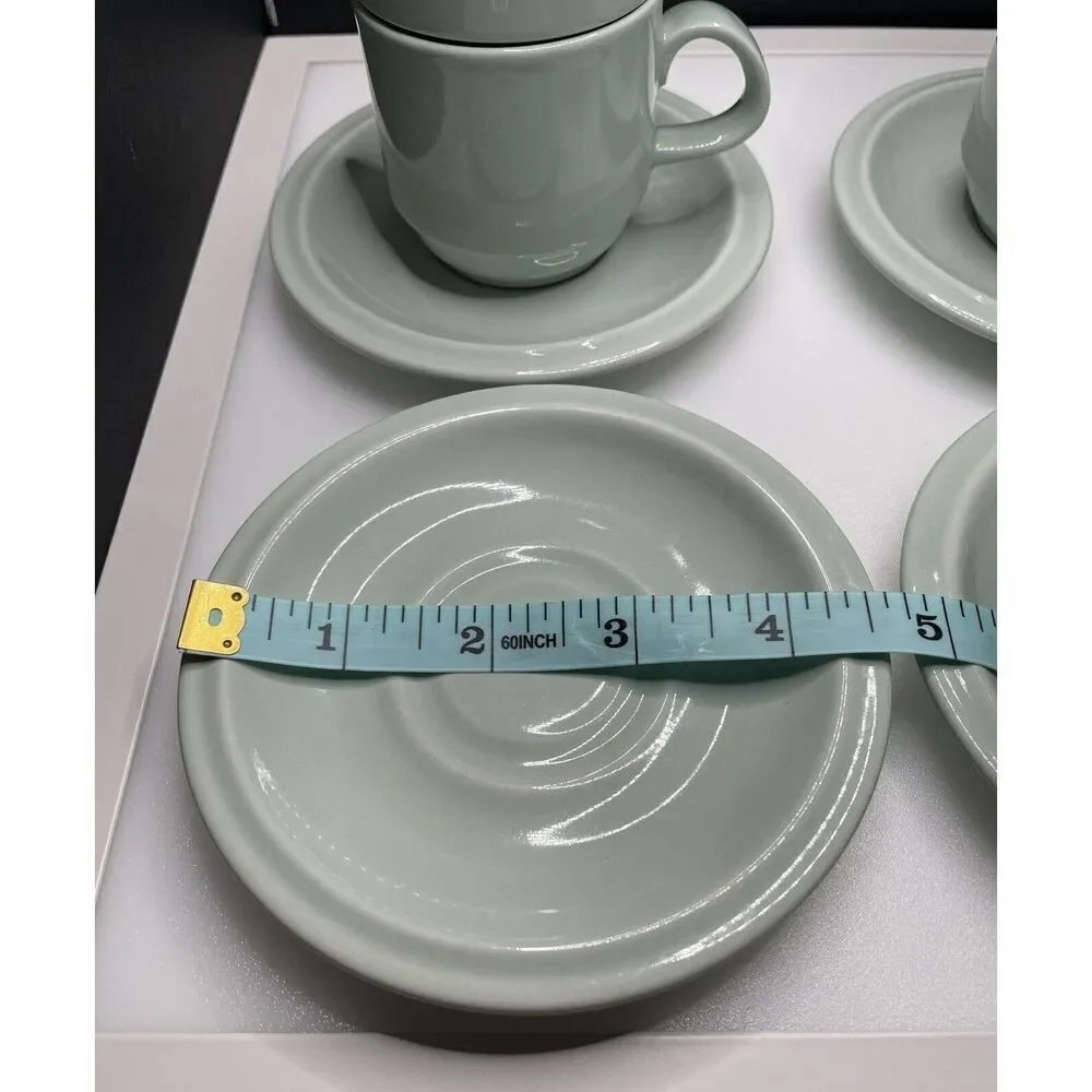 Vintage German Democratic Republic Tea ‎ Coffee Cups Saucers Set of 4 Mint Green