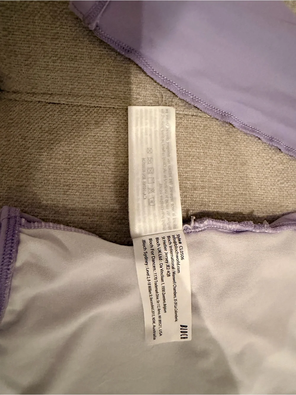 Bloch Girls Dara 3/4 Sleeve Leotard Lilac / 6X-7