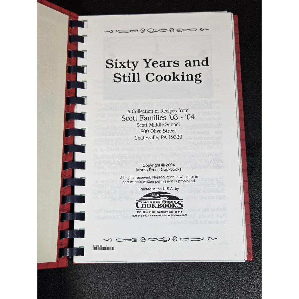 Scott Middle School Families Cookbook Coatesville, Pennsylvania Recipe Book 2004