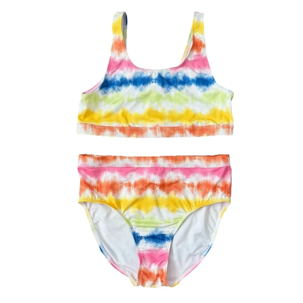 Girls Tie Dye Two Piece Swimsuit Size 16 Vacation Beach Colorful Resort‎ Cruise