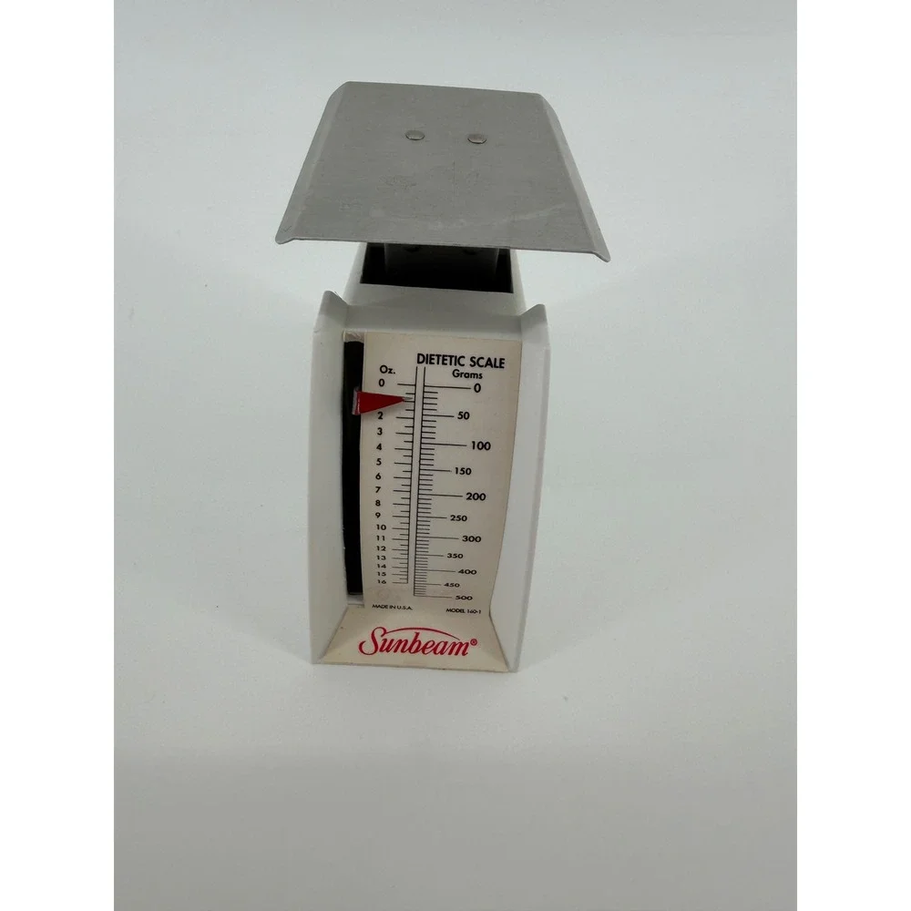 Vintage‎ Sunbeam Dietetic Scale Model 140-1 White Manual Kitchen Food Scale 16oz