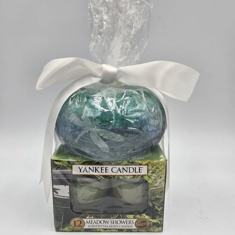 Retired Yankee Candle‎ Meadow Showers 12 Tea Light Candle Gift Set W Holder New