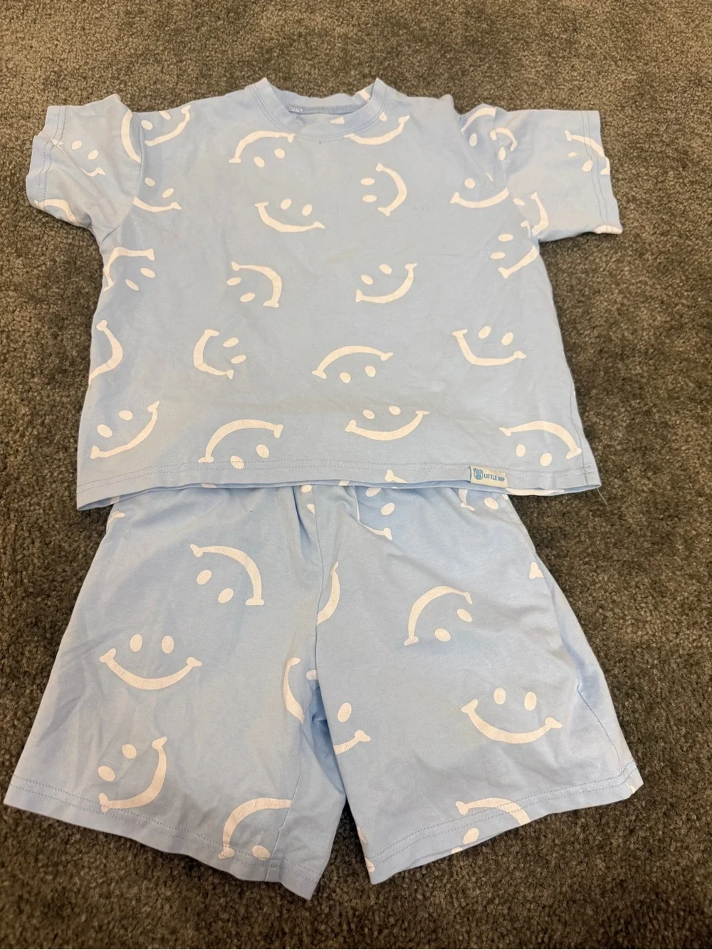 Kids Light Blue Smiley Pajama Set