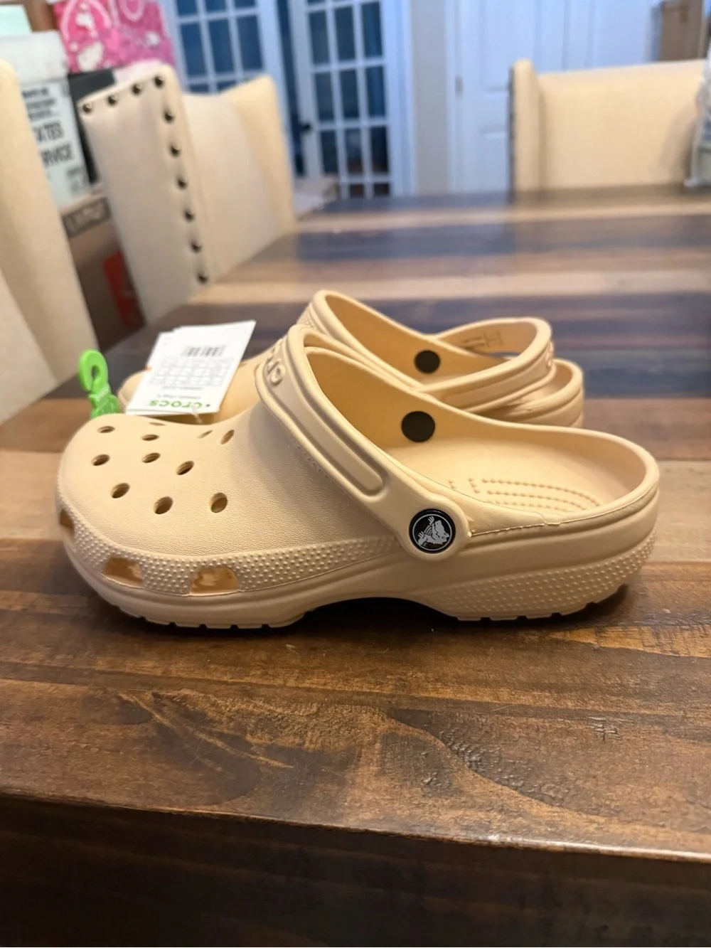 Crocs Classic Clog Kids Slip On Clog Adjustable Strap J6 Beige 206991-2DS