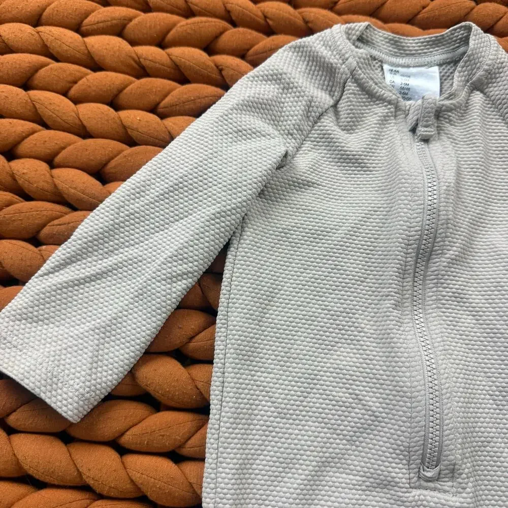 H&M Gray Beige Swimsuit One Piece Rash Guard\ Baby Boy Girl 3-6 Months