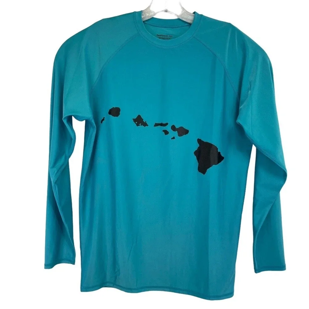 Sea Hawaii Monkskin Sz Medium Teal‎ Pullover Shirt Beach Surfing (J36) NW/OTs