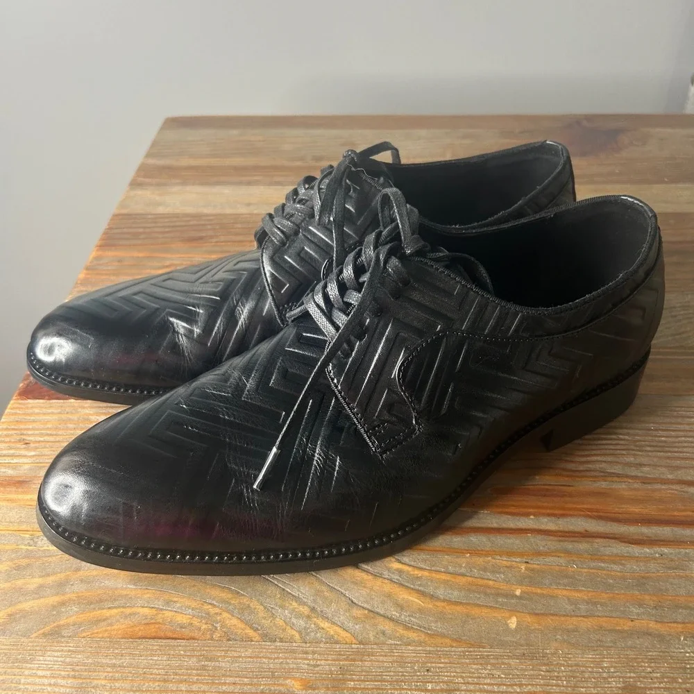 ALDO Dress Shoes Oxford Lace Up Patterned Business Casual Black‎ Size 10.5