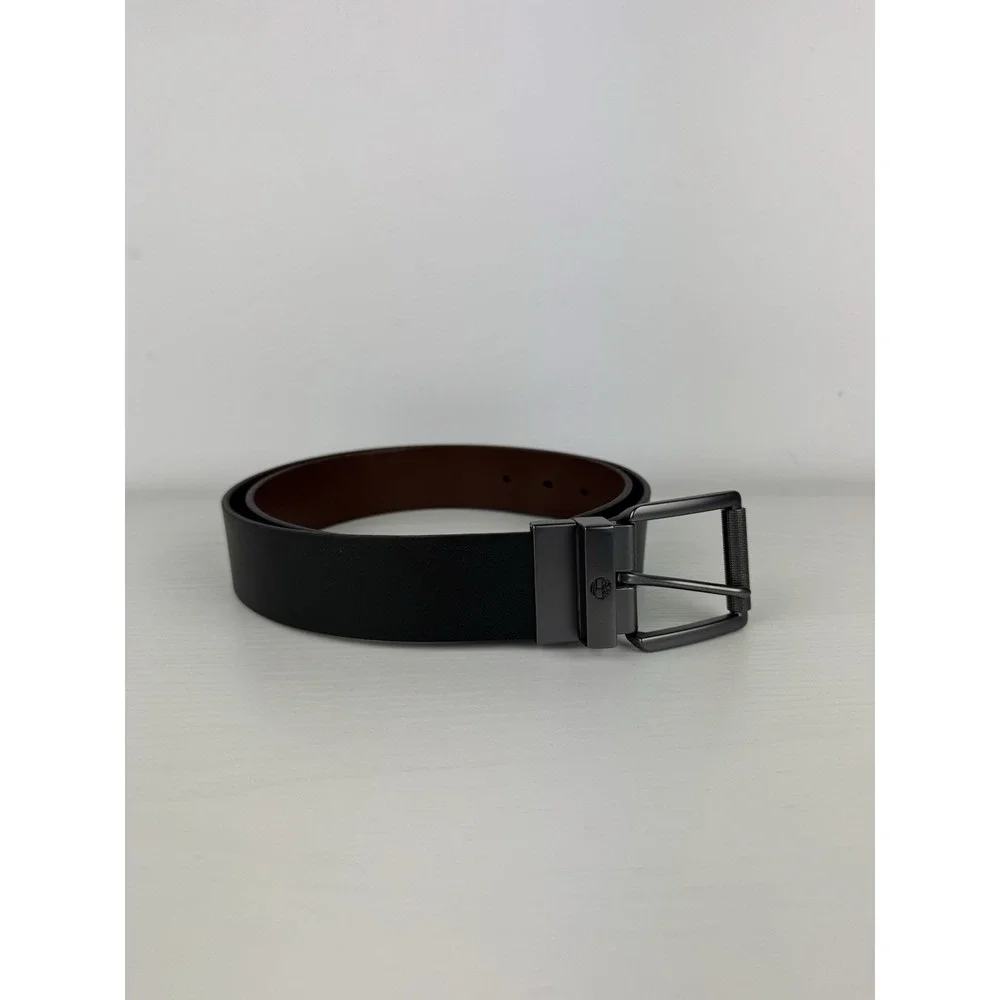 Men's Reversible Black Brown Belt Gunmetal Buckle XL 46