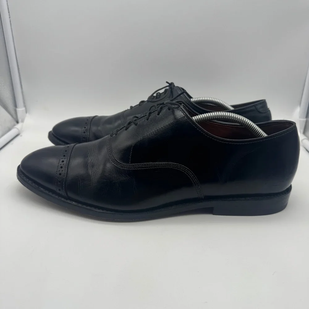 Mens‎ Black Leather Allen Edmonds Cap Toe Oxfords Dress Shoes