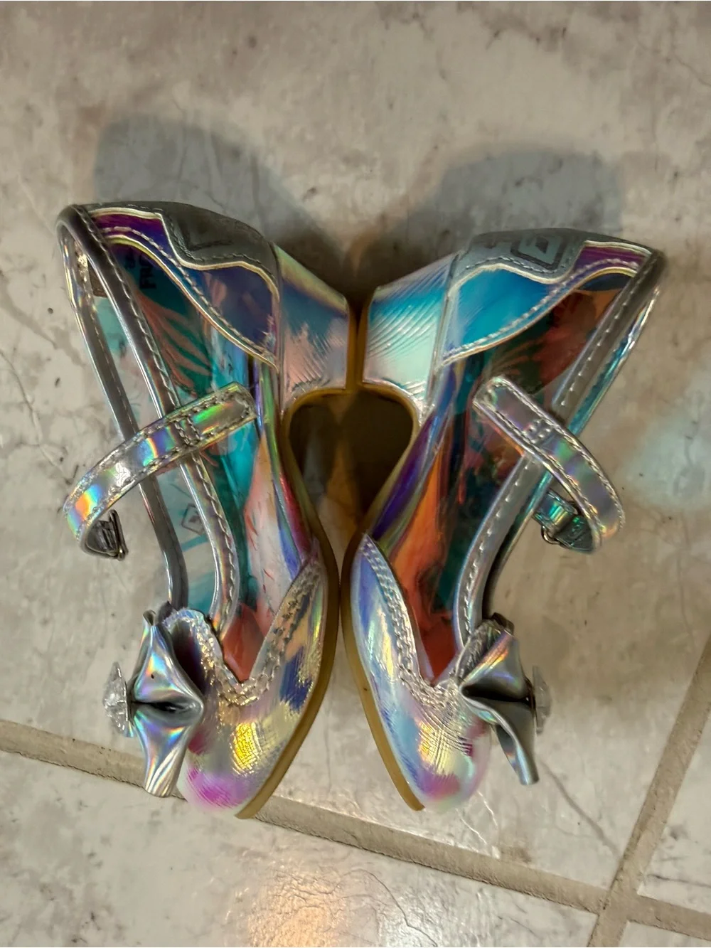 Disney Frozen Holographic Silver Dress-up heels size 7T