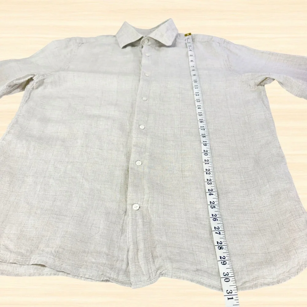 Banana Republic 100% Linen Tailored Slim Fit Shirt Button Up Coastal Beige  XL