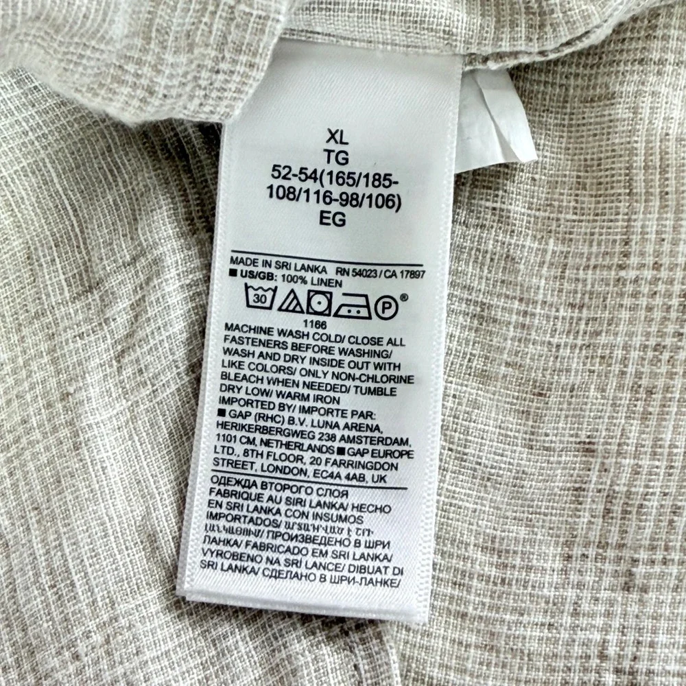 Banana Republic 100% Linen Tailored Slim Fit Shirt Button Up Coastal Beige  XL