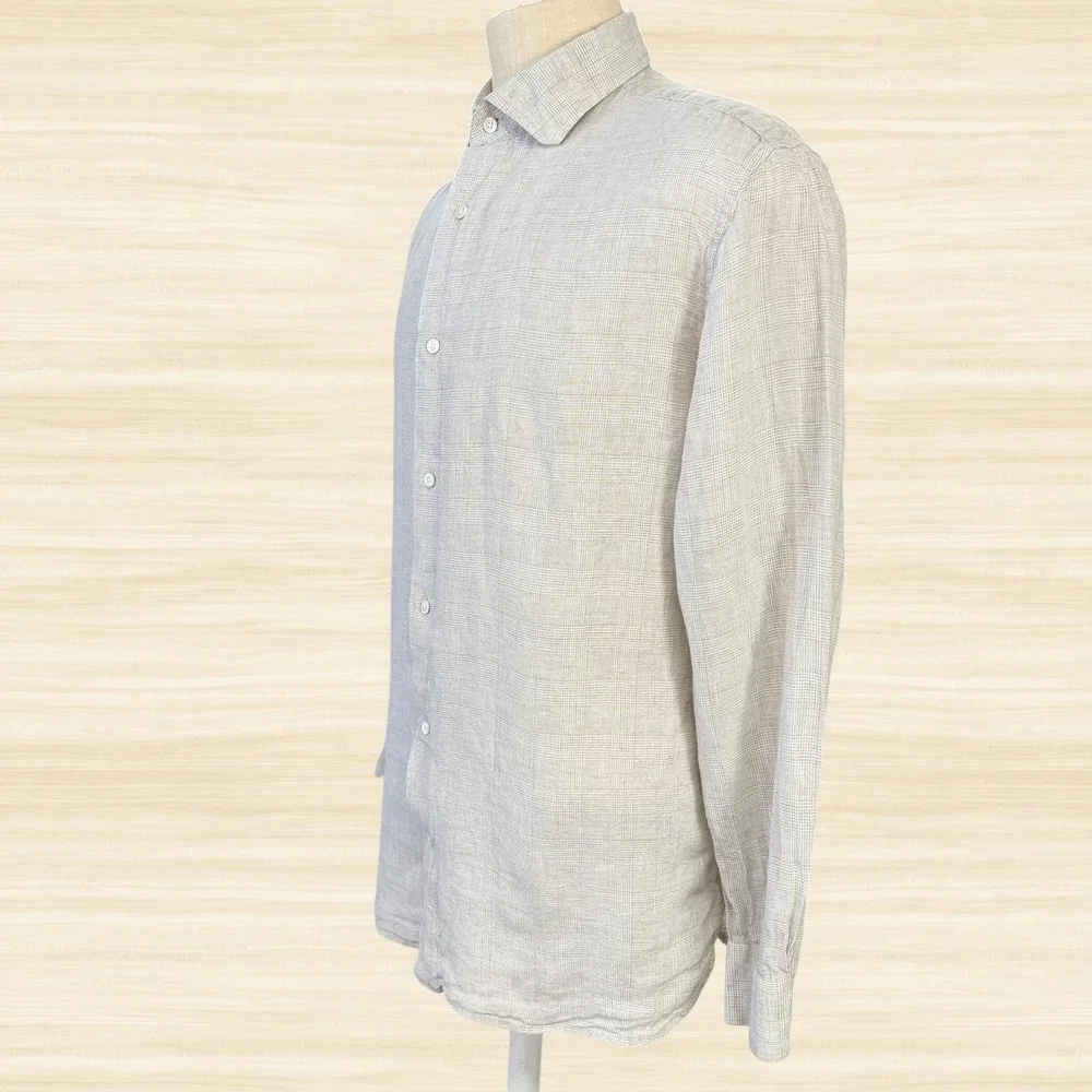 Banana Republic 100% Linen Tailored Slim Fit Shirt Button Up Coastal Beige  XL