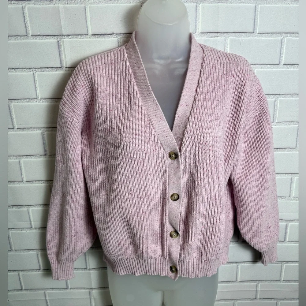 OLD NAVY Pink Button-Up girls crop cozy Sweater/size XL (12)