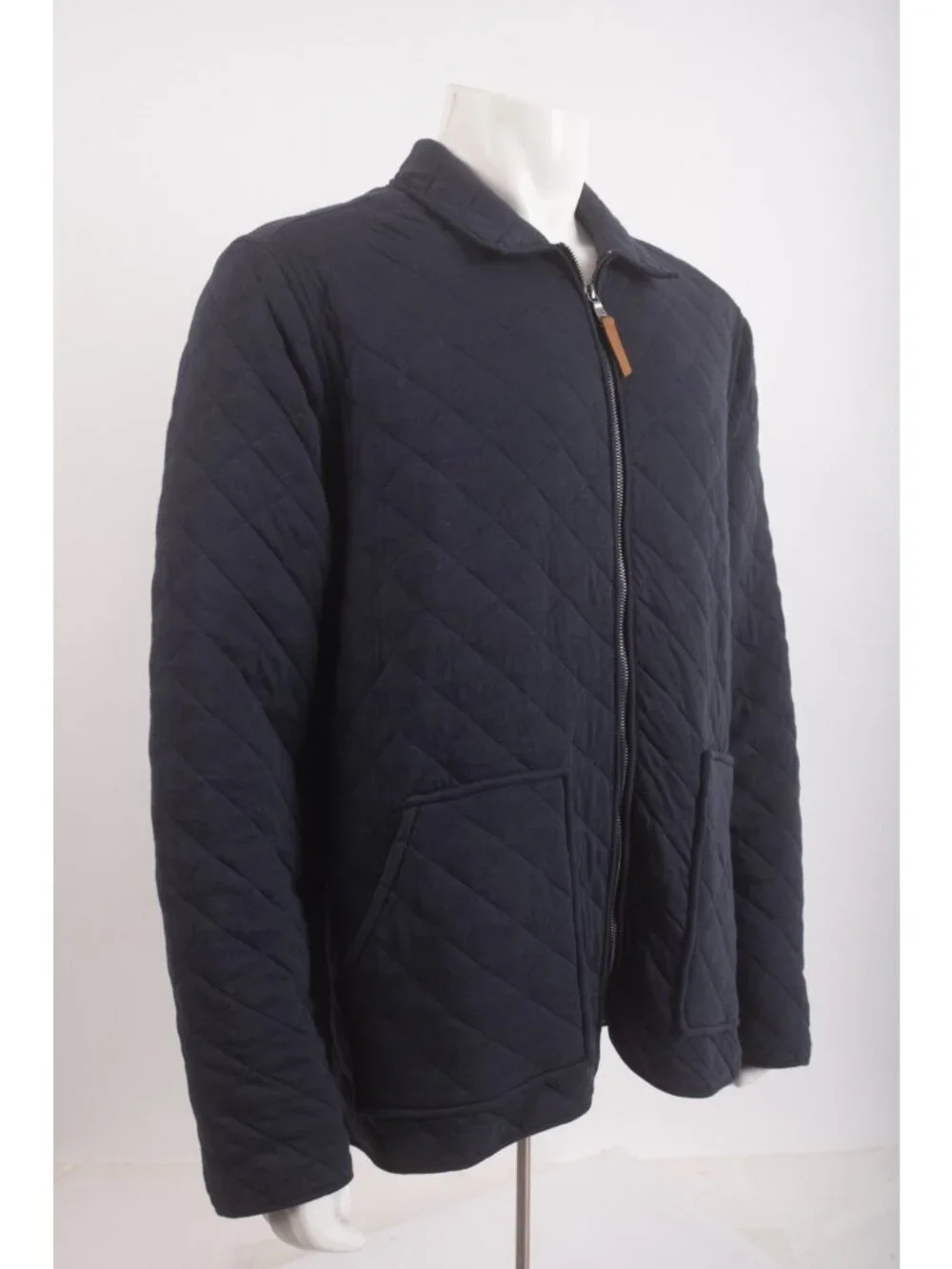 Banana Republic Mens Jacket Quilted Full Zip XL Navy Blue Diamond Stitch NWT
