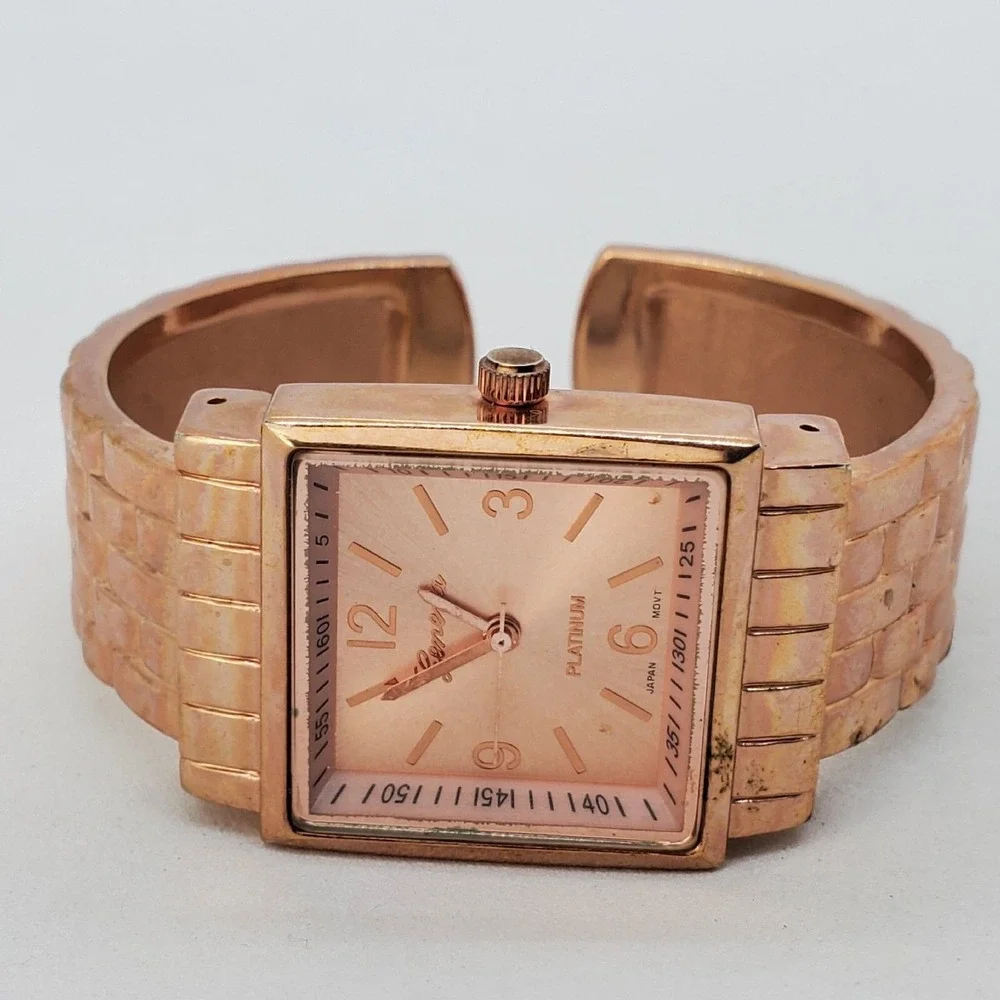 28MM Women's Rose Gold‎ Fashion Casual Cuff Bangle Watch 5.5