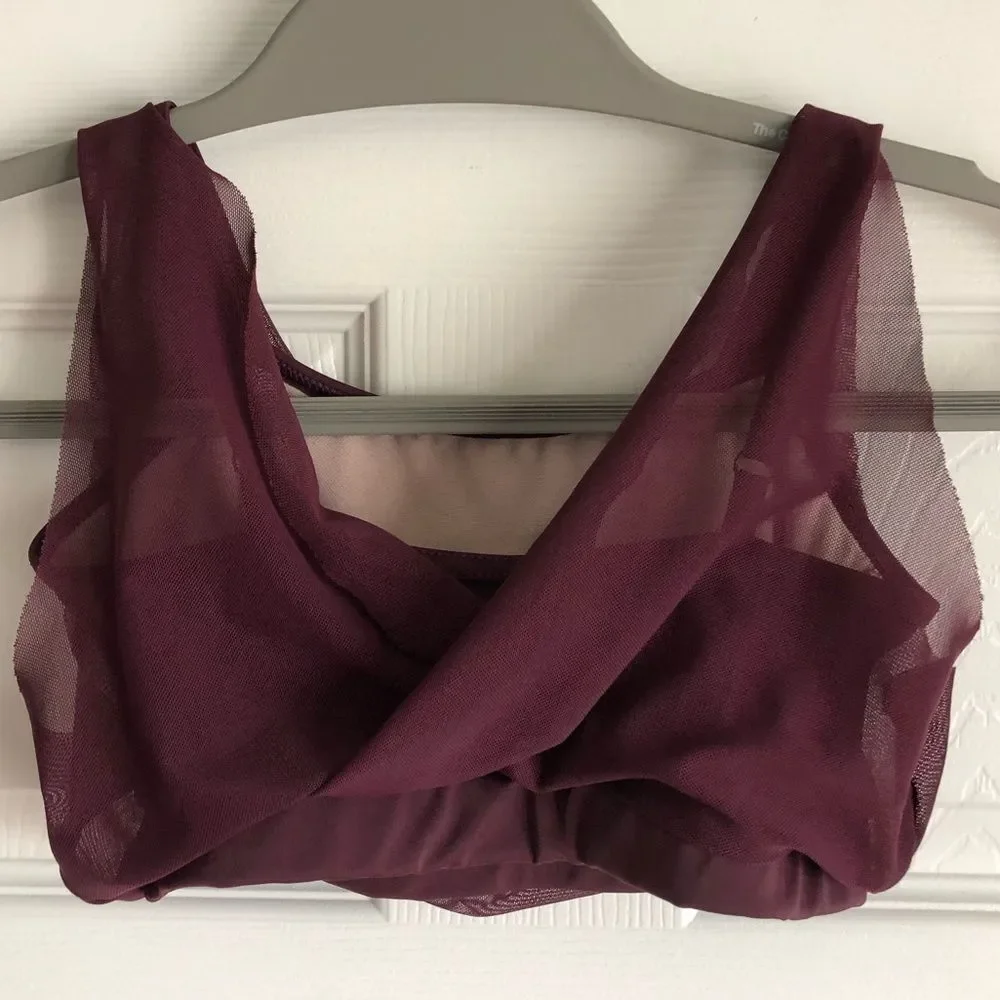 Balera By Weissman Mesh Cowl Neck Crop Top