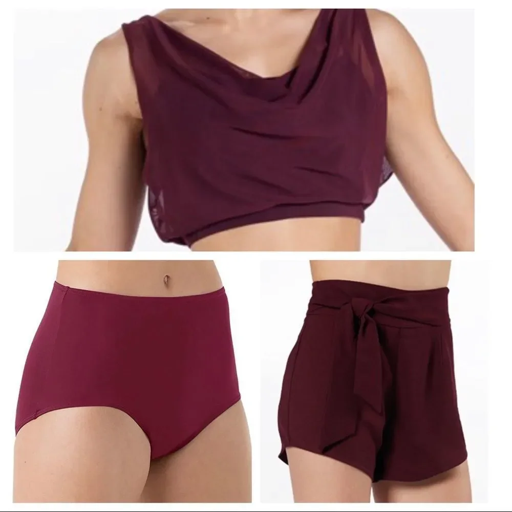 Balera By Weissman Mesh Cowl Neck Crop Top