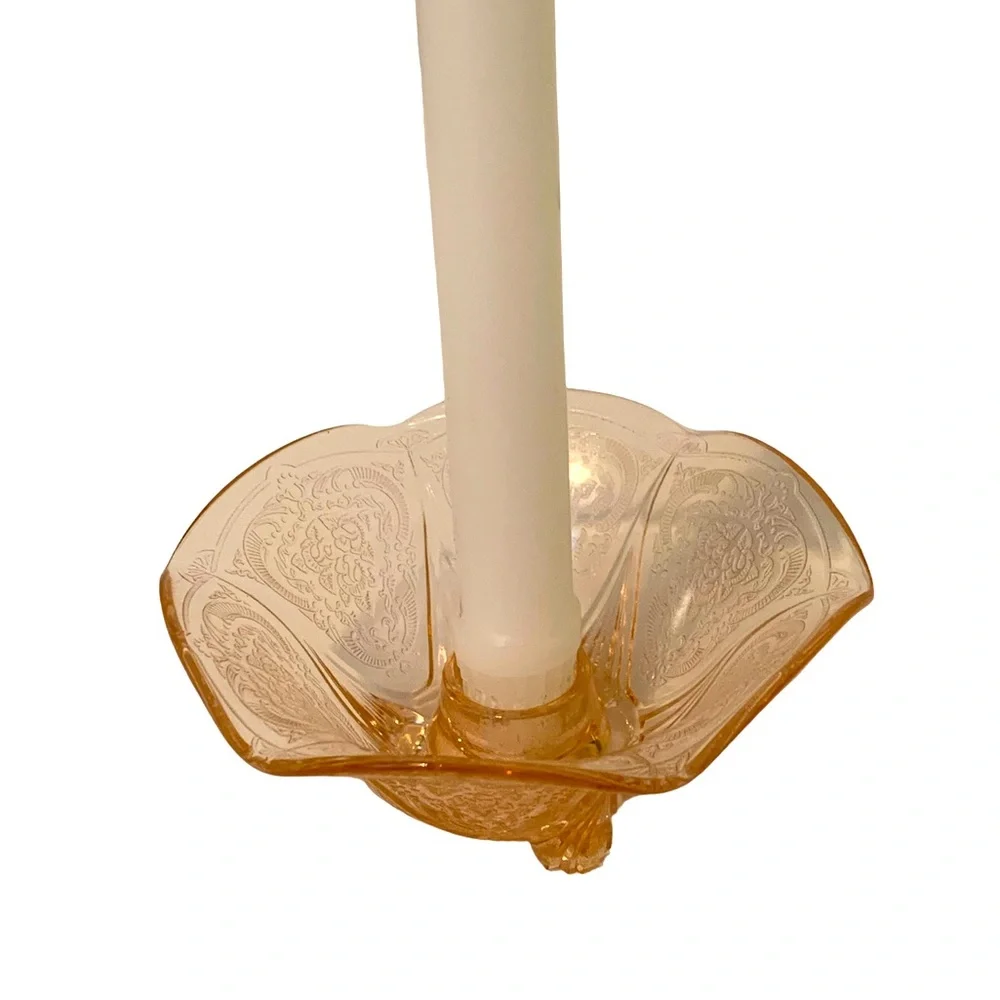 Vintage Pink Depression Glass Candle Holder