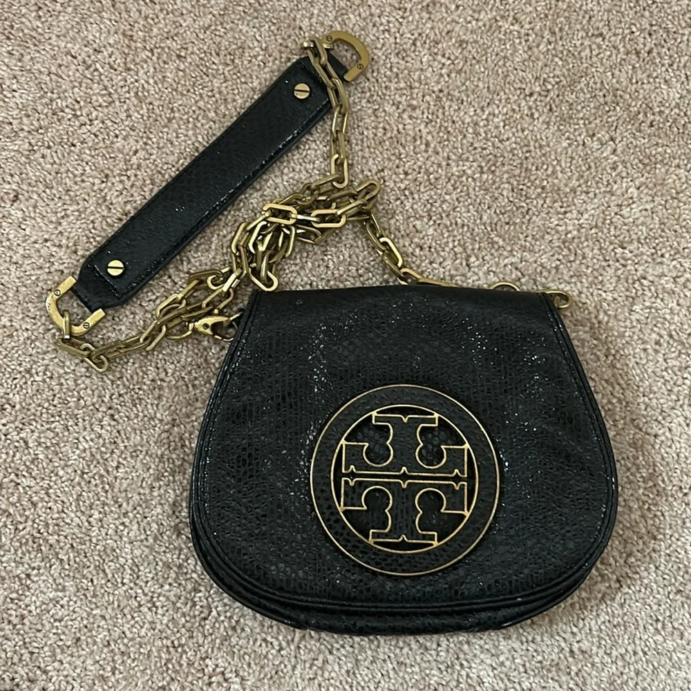 Tory Burch black snakeskin