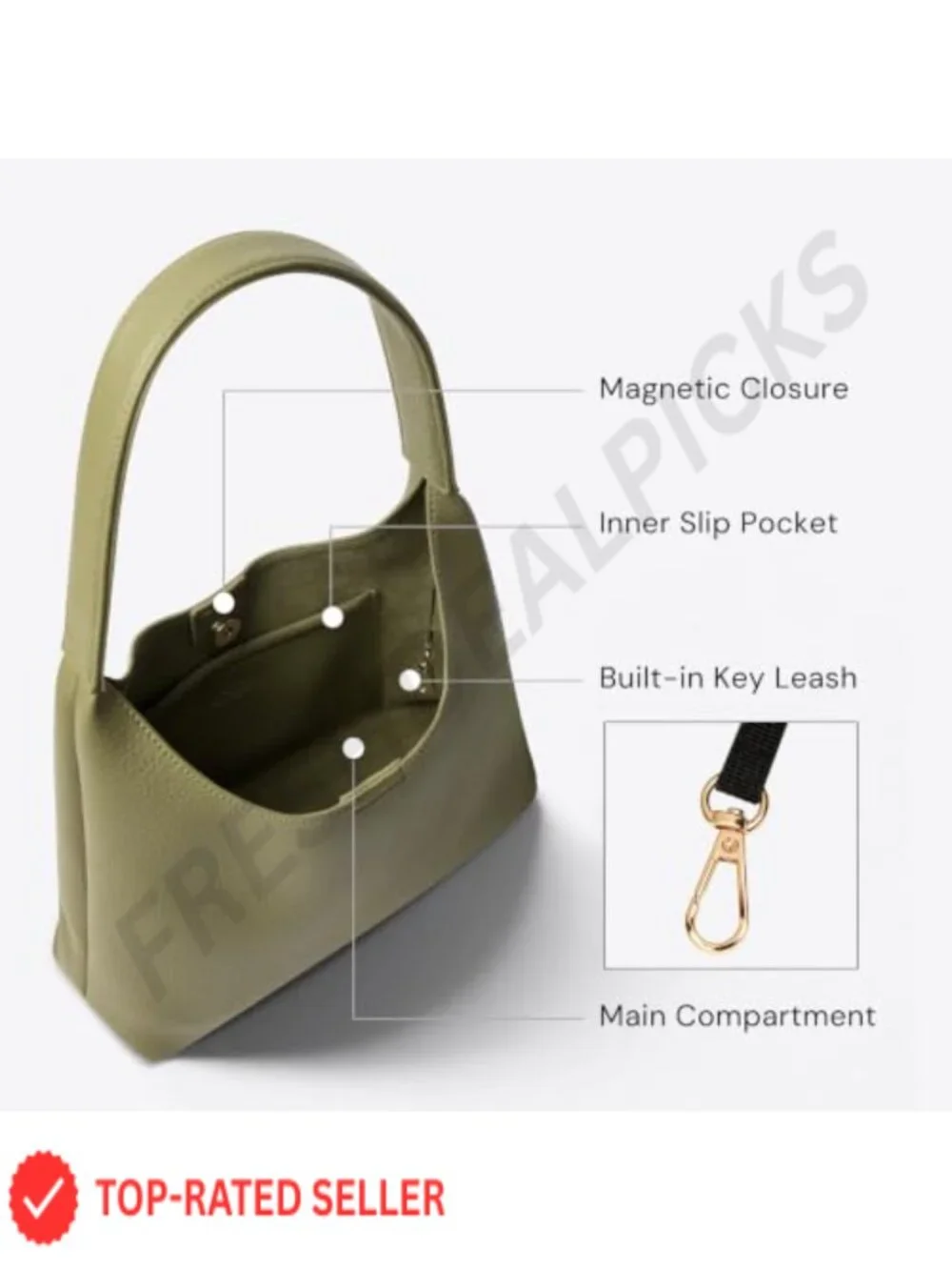 Slouchy Hobo Shoulder Bag for Women Vegan Leather Small Everyday Purse Magnetic