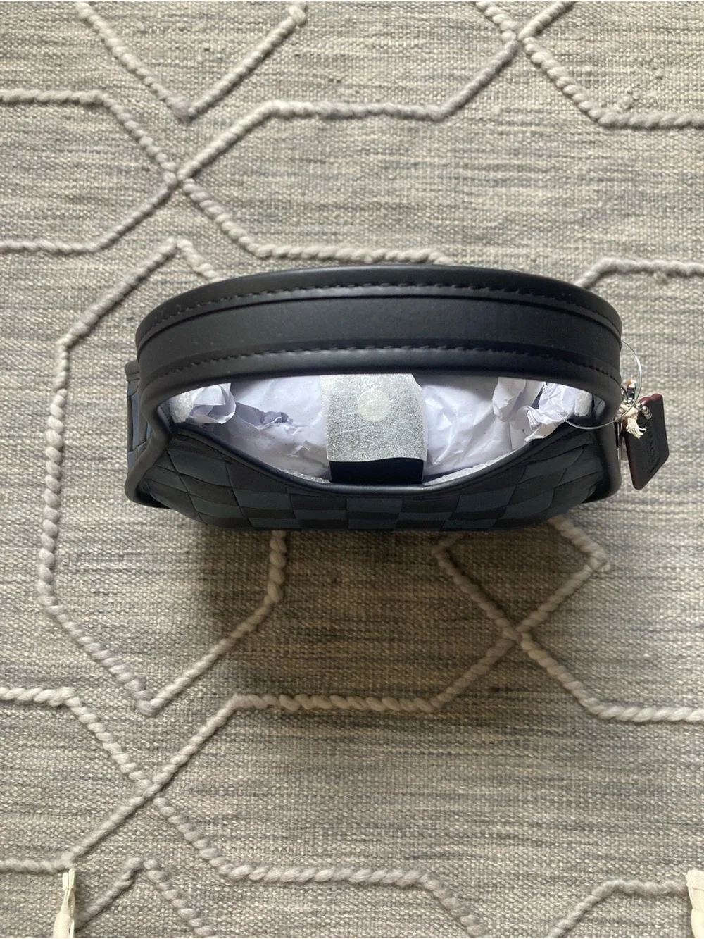 COACHTOPIA Limited Edition Woven Checker Hobo Shoulder Bag in Dark Blue & Black