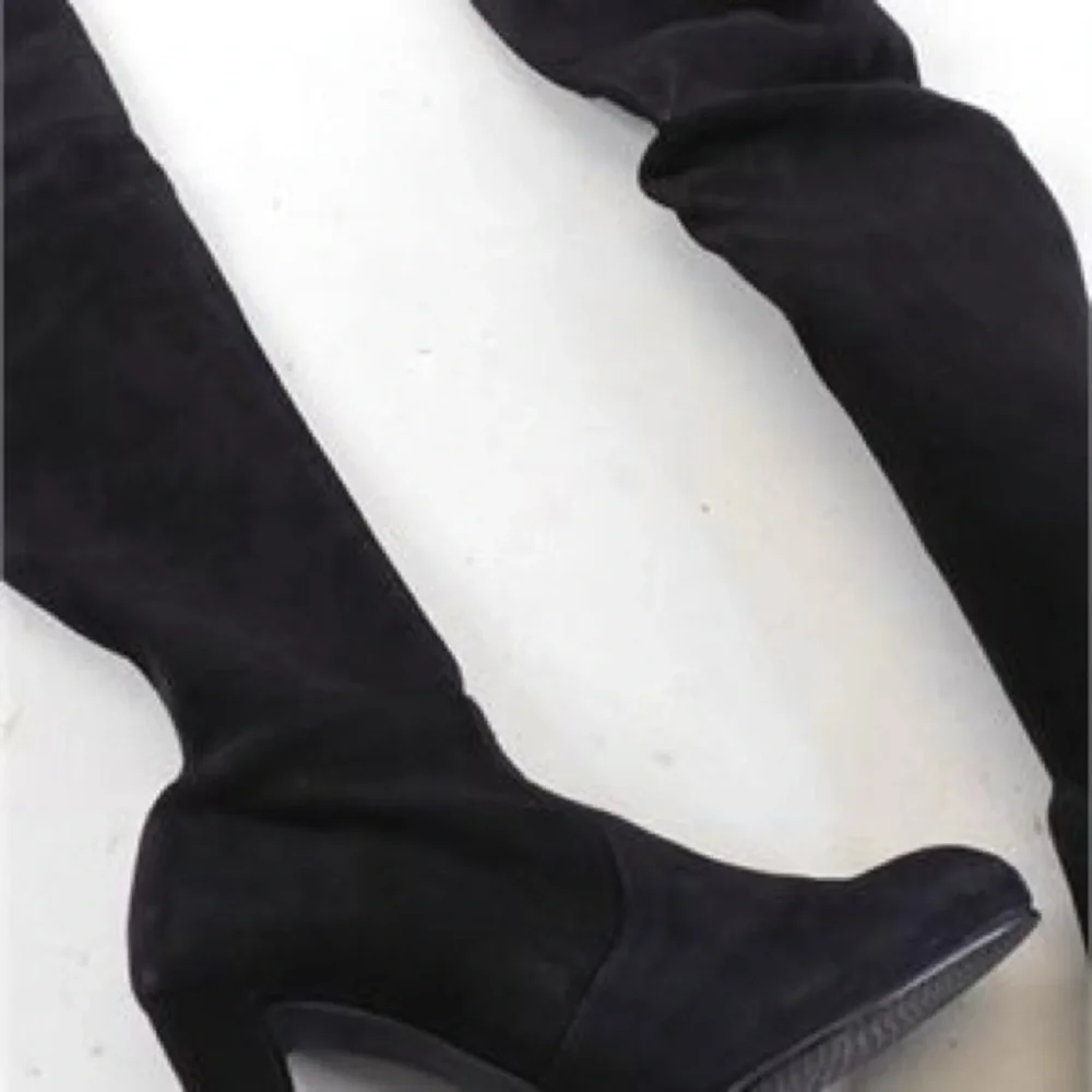 Stuart Weitzman Highland Black Suede Over-the-Knee Boots Women’s Size 8.5