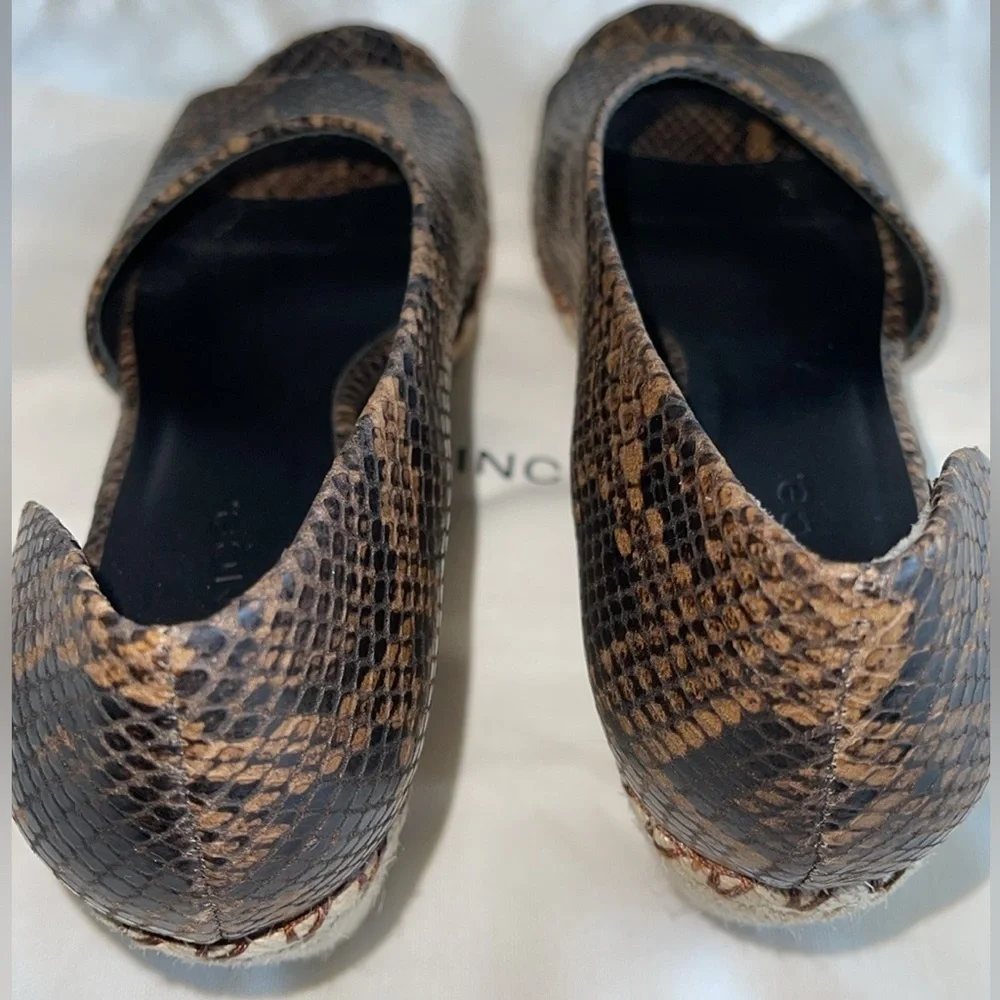 VINCE Percey Snakeskin Coffee Open Toe Heel