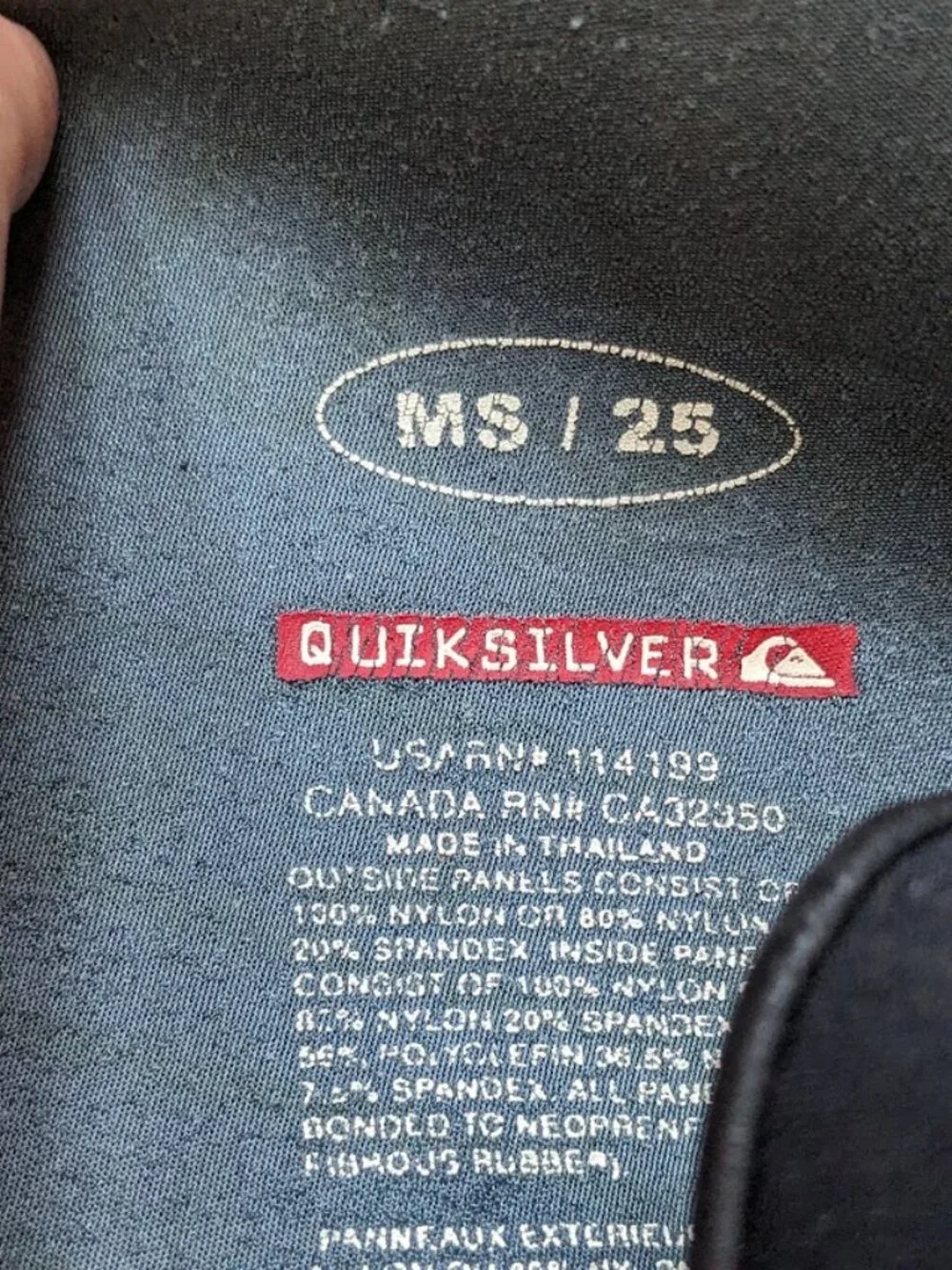 Quiksilver ms size