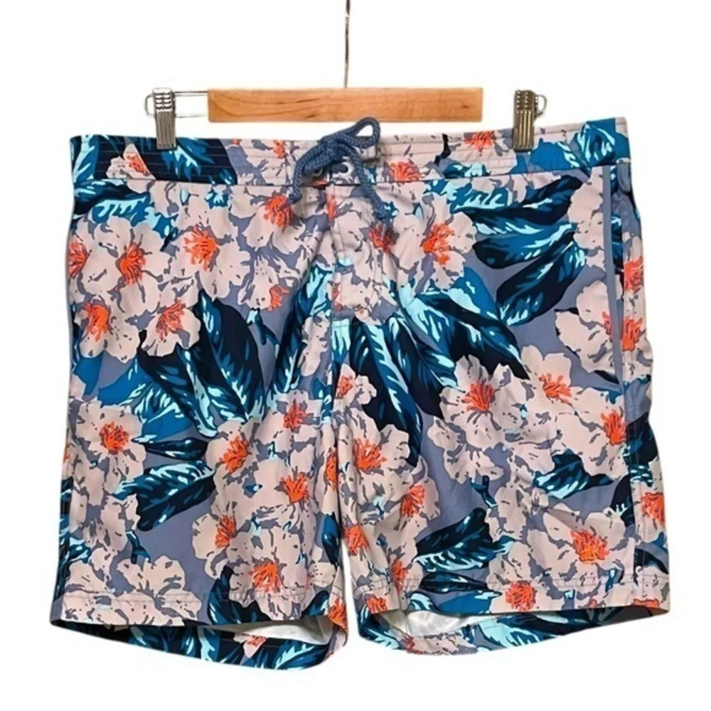 Original Penguin Multicolor Tropical Floral Blue Swim Shorts Trunks