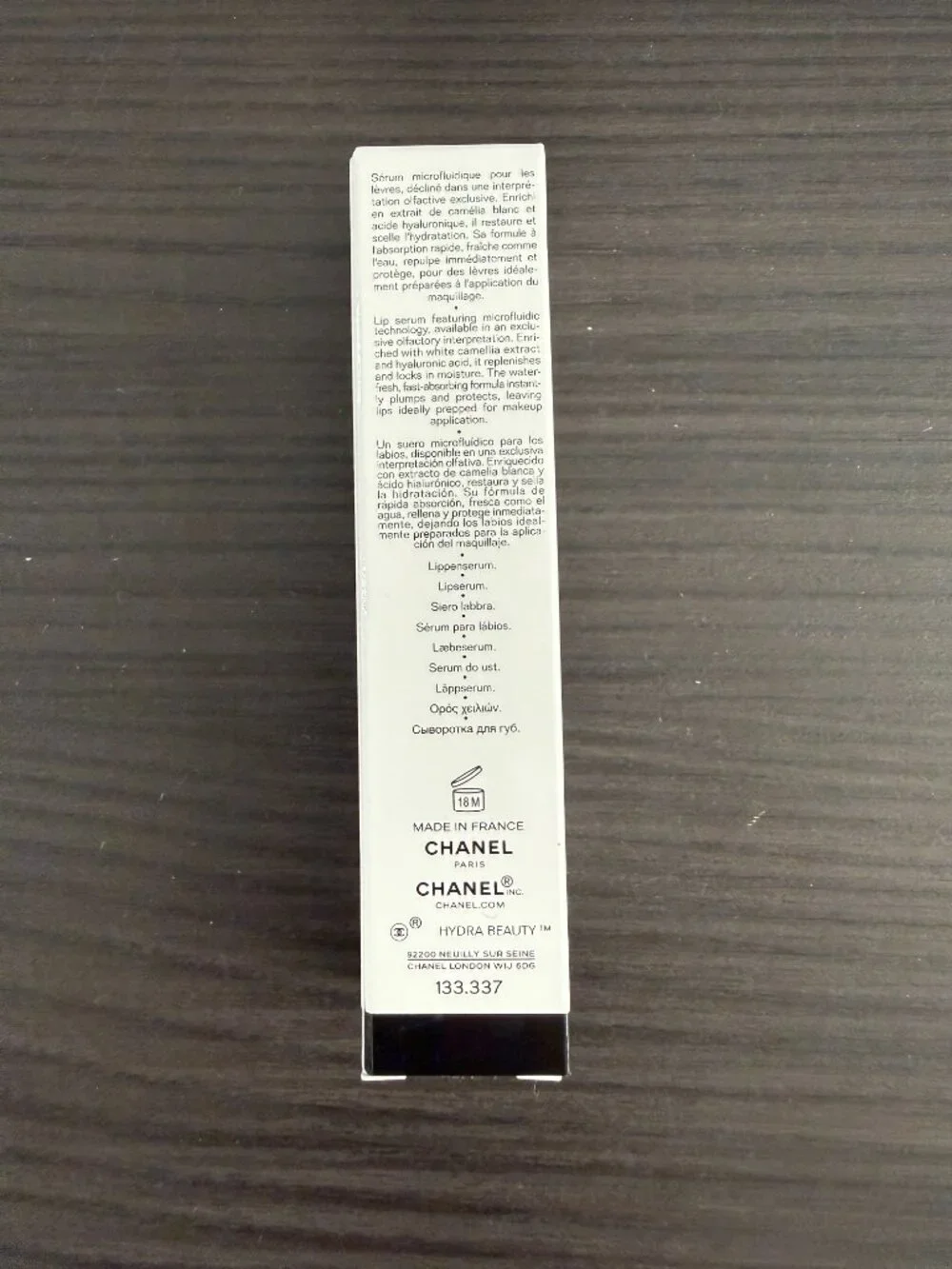 Chanel Hydra Beauty Micro Sérum Lèvres intense hydrating replenishing lip serum.