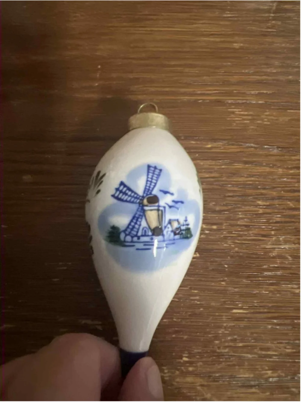 Delft Blue Christmas Ornament Hand Painted Dutch Windmill Numbered Ceramic 01917