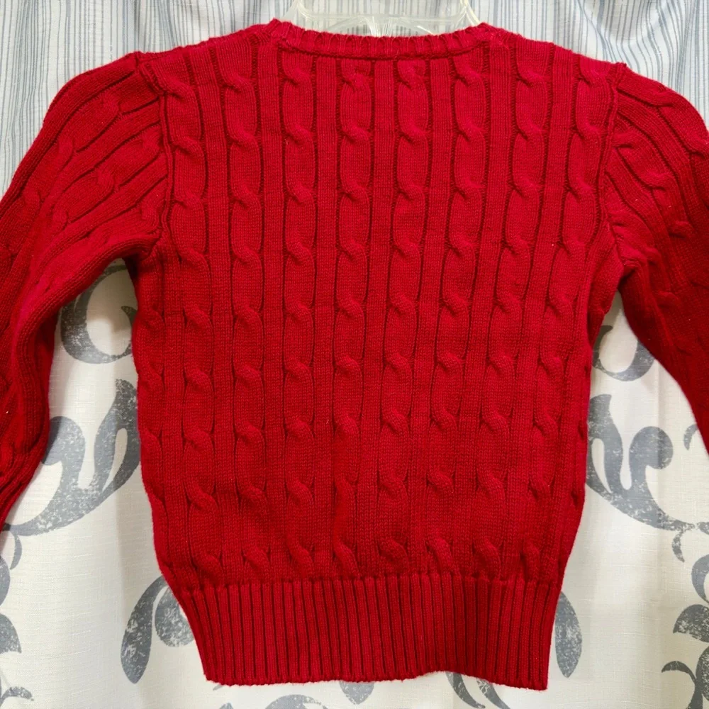 Polo Ralph Lauren Boys Cable Knit‎ Crew Neck Sweater Red Sz 3/3T EUC