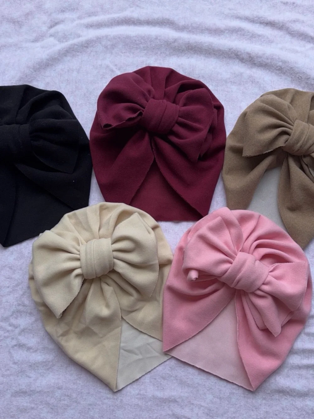 Kids Bow Turban Hat - Pink, Cream, Black, Burgundy, Tan