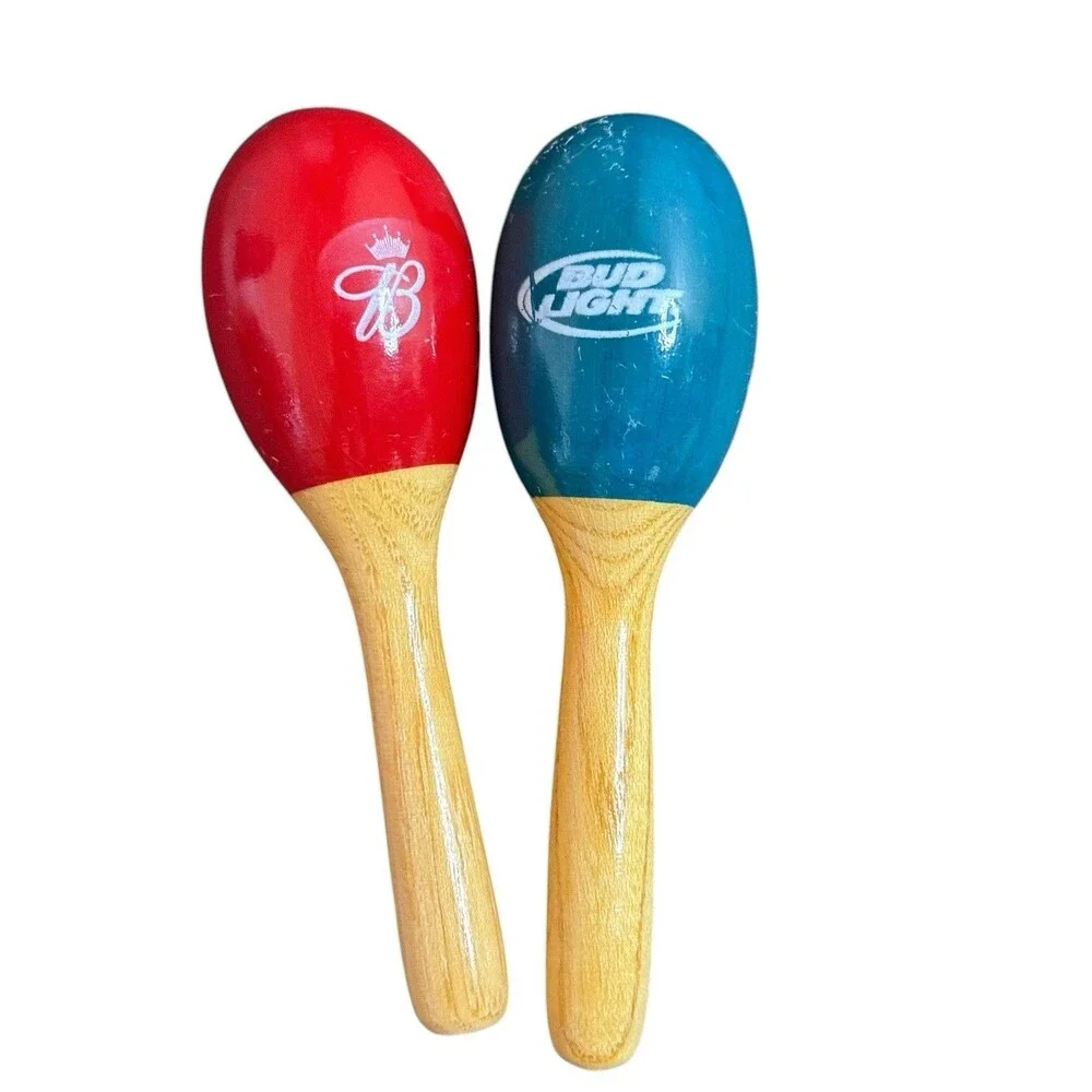 Budweiser Wooden Maracas Musical Instruments Toy 7.5