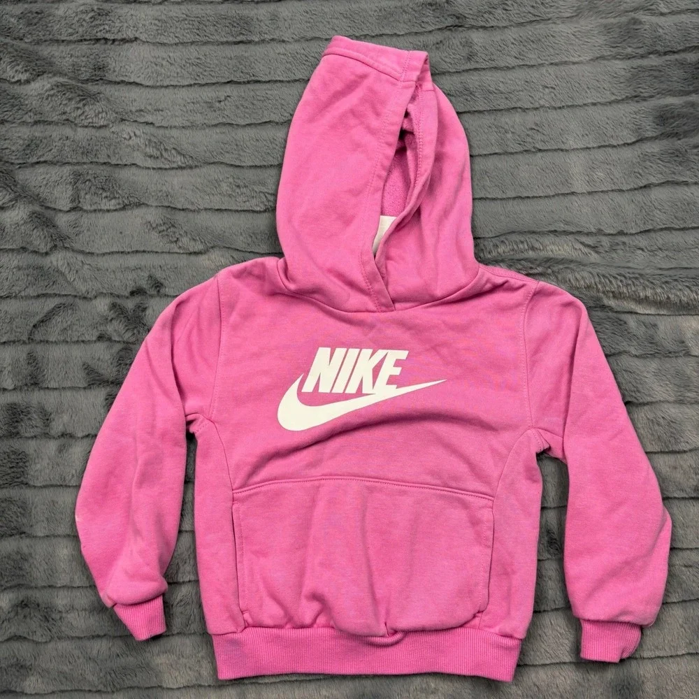 Nike Kids Pink Pullover Hoodie Fleece Logo Sweatshirt 4T 98-104cm 9378