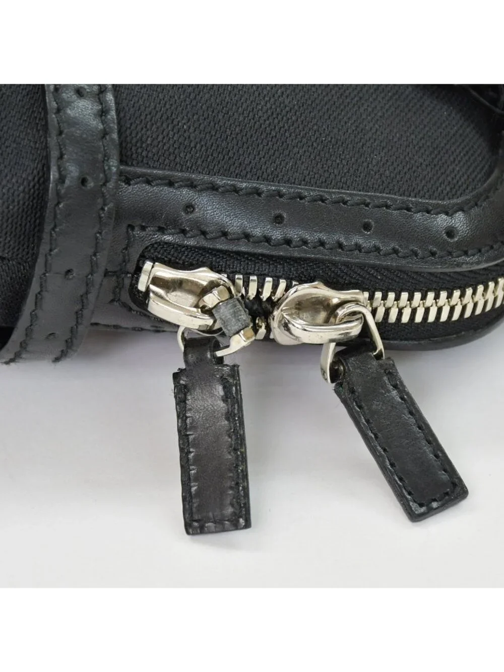 Gucci Interlocking G Handbag Canvas Leather Black Silver
