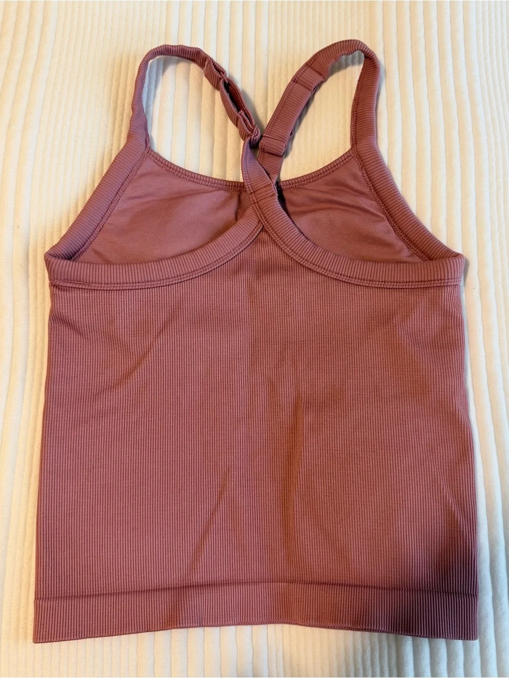 Ribbed Strappy Tank Top - pink wild rose
