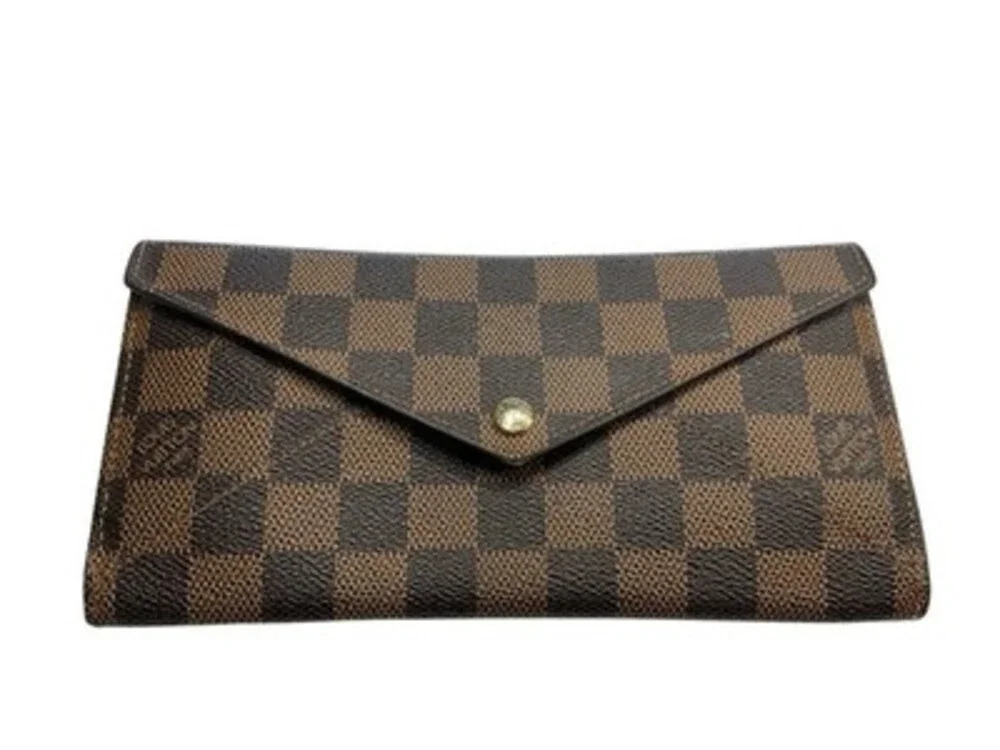 Louis Vuitton Authentic Brown Black Check Origami Long Wallet
