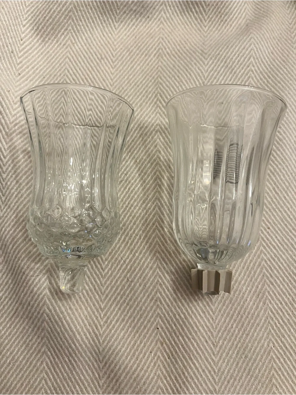 Home Interiors & Gifts Set of 3 Votive Holders Glass 2-clear and 1 blue